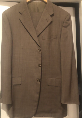 Hickey Freeman Loro Piana Tasmanian Super 130 Light Brown 2-piece Suit 44 Long - Picture 5 of 16