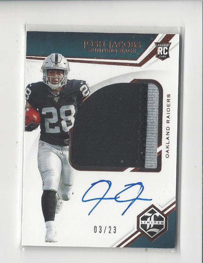 2019 Limited Bronze Spotlight #146 Josh Jacobs RC AUTOGRAPH PATCH Raiders /23 