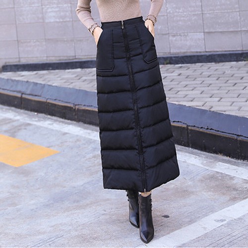 Women Thick Warmer Puffer Puffa Long A Line Skirts Padded Winter Outdoor Dress - Picture 4 of 10