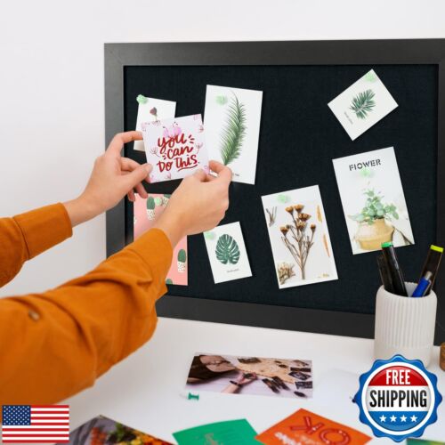 Board2by Black Cork Board Bulletin Board with Linen, Wood Framed 24" x 18" Co - Picture 2 of 5