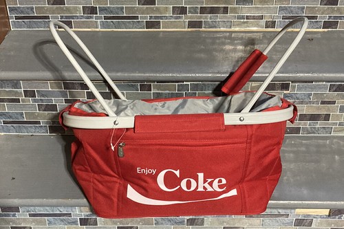 Collapsing Coca Cola Picnic Basket With Inside Wipeable Cooling Insulation New - Picture 2 of 6