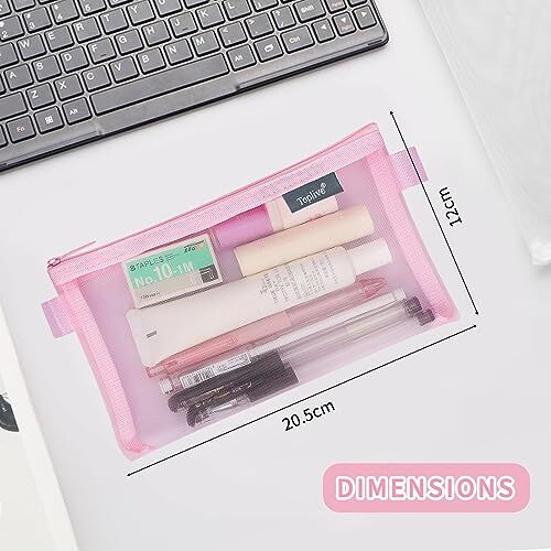 4 Stück Federmäppchen, transparent Netz Stift Federtasche, Nylon schwarz+grau+rosa+blau - Bild 7 von 7