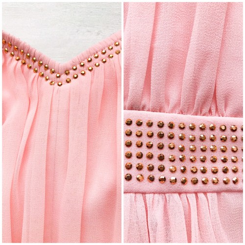 TED BAKER London FOELEE Dress PINK ROSE GOLD Crystal Stud MAXI Formal Gown Sz 2 - Bild 11 von 12