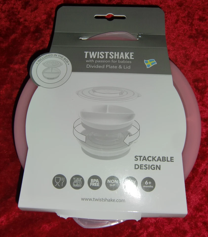 TWISTSHAKE, Teller mit Unterteilung m. Deckel, Divided Plate & Lid, rosa, ovp