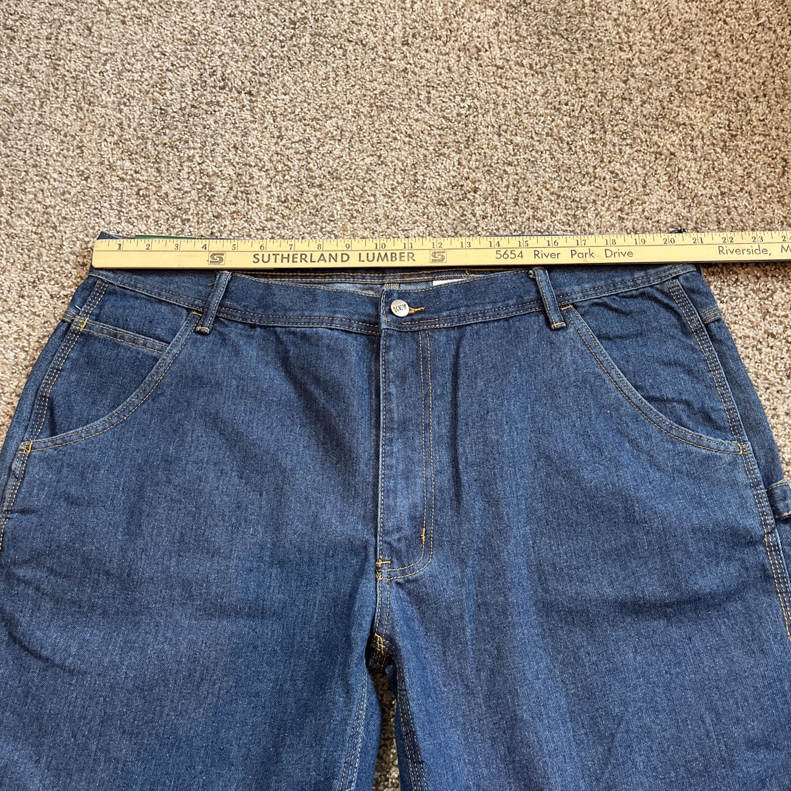 Key Men's Carpenter Denim Blue Jean Shorts Size 40 Work Casual Pockets NEW - View 12