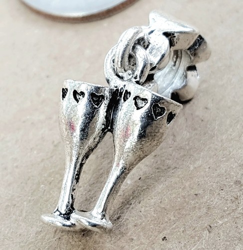 Just Married SPOSA & SPOSO Champagne Vino Matrimonio Bicchiere Set Charm Europeo Perline - Foto 4 di 12