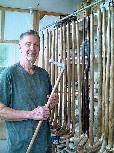 HICKORY WOOD handle walking staff adjustable length shaft rubber tip MADE IN USA - Picture 10 of 10