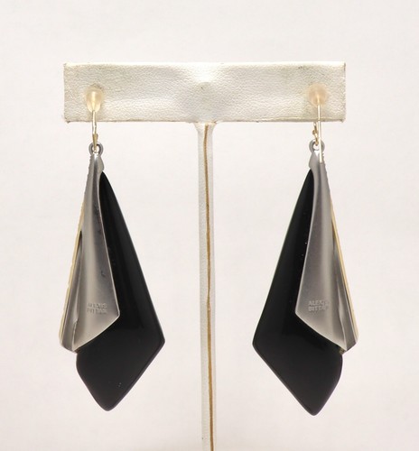 ALEXIS BITTAR BLUE LUCITE WITH CRYSTAL DANGLING HOOK EARRINGS - Picture 3 of 10