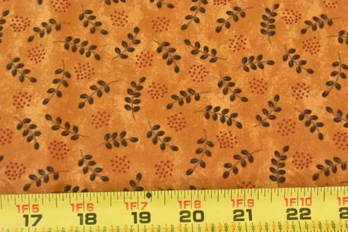 By 1/2 Yd, Brown Leaves on Marbled-Rust, Moda, Gervais,  "Gobble Gobble", V412 - Picture 1 of 7