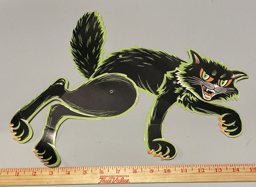 Vintage Beistle Black Cat Die Cut Jointed Articulated Halloween Wall Decor Lot 3 - Picture 6 of 13