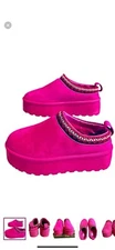 PLATFORM CLOGS/MULES CLOGS W/Faux Suede HOT PINK W 7 NWT