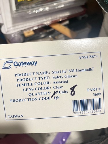 GATEWAY GUMBALLS CLEAR LENS SAFETY GLASSES COLORED FRAMES SMALL SIZE 8 PAIRS(S4) - Picture 4 of 7