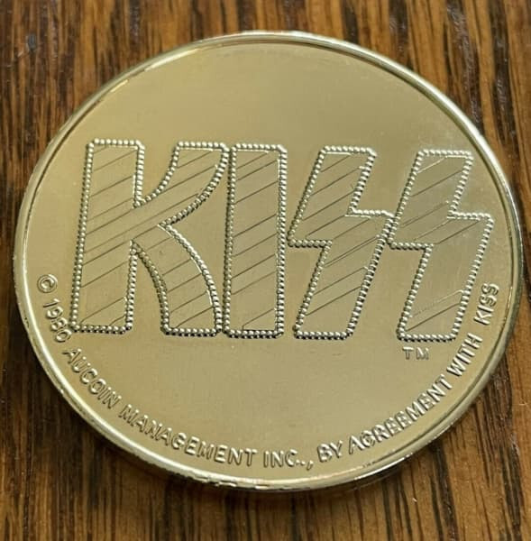 KISS 1980 Australian Gold Plated Coin Unmasked Ace Gene Paul