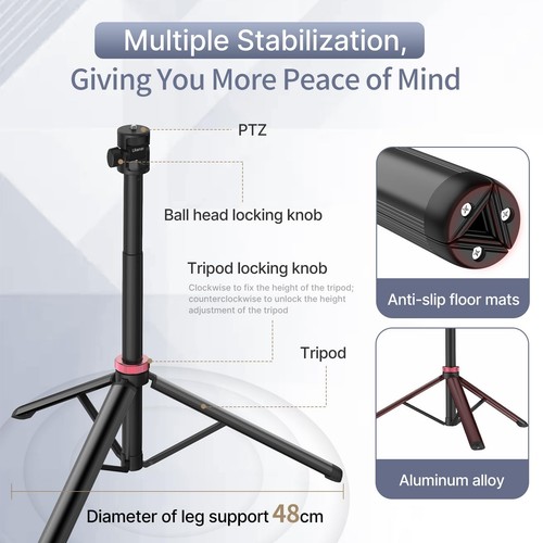 Trépied pour téléphone Portable MT-79 Perche à Selfie Extensible de 204cm en ... - Photo 4 sur 8
