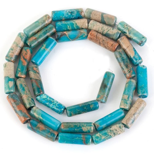 4x13mm Natural Cylinder Tube Sea Sediment Jaspers Stone Beads For Jewelry Making - Picture 16 of 25