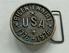 USA BICENTENNIAL 1776 1976 VINTAGE CIRCULAR BELT BUCKLE