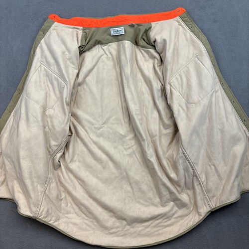 VINTAGE LL Bean Jacket Men XL Tan Safari Bush Field Shirt Hunt Fleece Lined USA - Picture 12 of 20