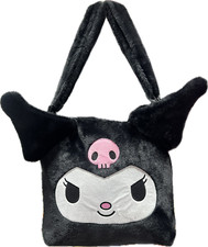 Plush Hand Bag - Hello Kitty - Fuzzy Large Kuromi 16" Shoulder Tote Purse