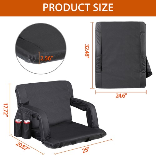 2PCS Extra Wide Portable Stadium Seat for Bleachers Padded Stadium Chair w/Back - Picture 3 of 24
