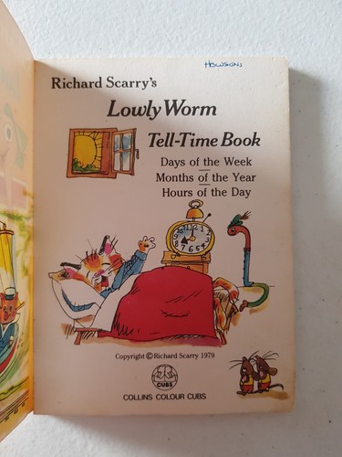 Libro de los Cachorros de Color Collins - Libro Tell-Time de Richard Scarry's Lowly Worm 1979 PB - Imagen 4 de 6
