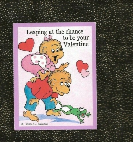 Vintage UNBENUTZT 1990 Valentine BERENSTAIN BÄREN spielen Sprungfrosch STIERFROSCH - Bild 1 von 2