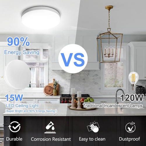 Flush Mount LED Ceiling Light 9 inch White Round LED Ceiling Lights 15W 5000K... - Picture 5 of 8