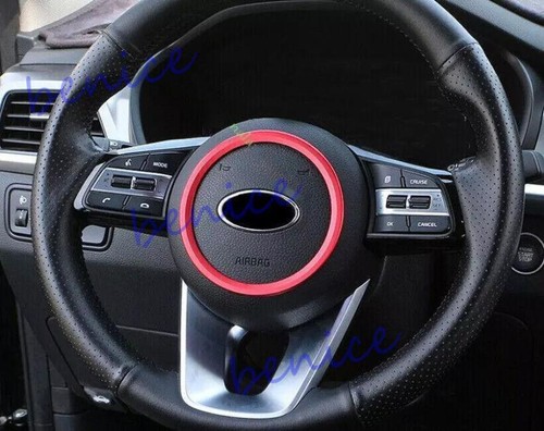 For Kia Forte K3 2019-2024 Red Alloy Steering Wheel Horn Button Ring Trim 1pc - Picture 3 of 3