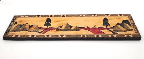 Vtg Fiji Hand Carved Painted Wood Plaque Wall Hanging Island Scene Tiki Hut Sign - Picture 2 of 7