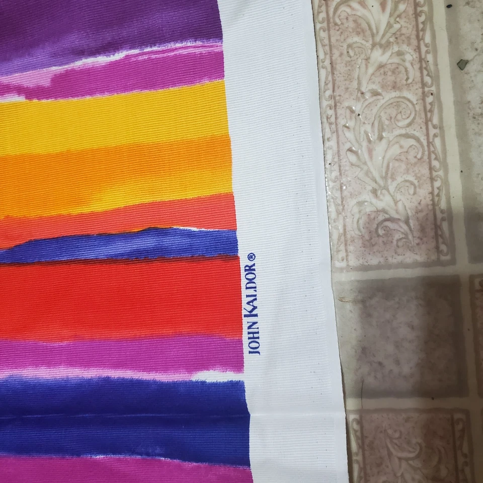 John Kaldor Fabric makers Striped Party Cloth Blue Purple Red Yellow 46 x 67 - Image 3 of 4
