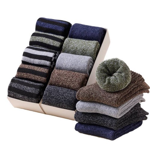 5 Pairs Thicken Cashmere Socks Winter Casual Wool Soft Warm Socks  Men Sport - Picture 1 of 22
