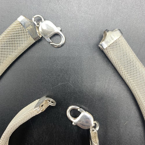 Sterling Silver Mesh Italy Necklace Bracelet Set 17" 7" Vintage Estate - Picture 2 of 6