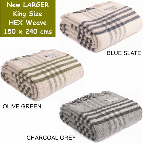 TWEEDMILL 100% Wool Sofa Throw Blanket COTTAGE CHECK PINK GREEN BEIGE KNEE RUG - Picture 3 of 15