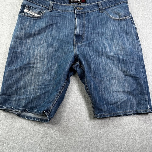Ecko Unltd Baggy Shorts Blue Men's 42 Faded Denim Medium Wash Pockets - Picture 3 of 14