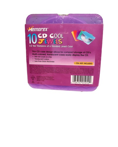 Memorex 10 pack of Color Slim Jewel Cases Media Storage New Sealed CD Rom DVD - Picture 3 of 6