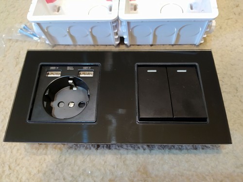 Toma de Corriente con doble puerto Usb y 2 Interruptores con doble caja - Imagen 2 de 4