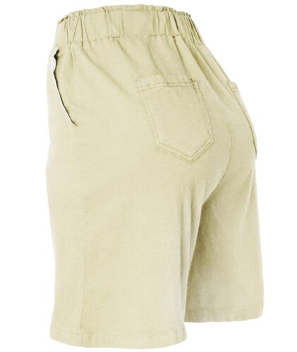Linen Look Bermuda Shorts for Women Causal High Waist Summer Stretchy Shorts - Picture 4 of 19