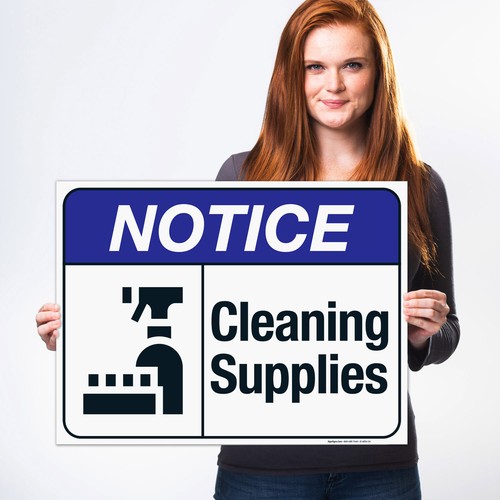 Cleaning Supplies Sign, ANSI Notice Sign, - Picture 50 of 88