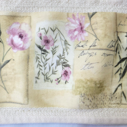 Croscill Verbena Floral Script Cream Hand Towel Yellow Pink 15x26 - Picture 3 of 7