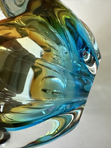 Mid Century Murano Art Blue & Brown Glass Trinket Bowl/Vase 6” READ - Picture 16 of 24