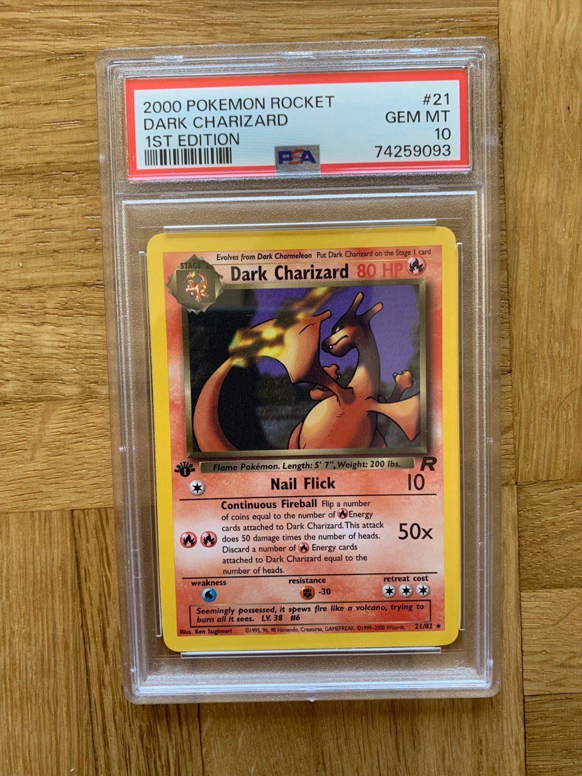 Pokemon Dark Charizard #21 Team Rocket 1st Edition Non Holo PSA 10 Gem Mint