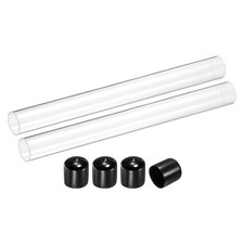 2Pcs Clear Rigid Acrylic Pipe, 24mm ID x 30mm OD 12" Round Plastic Tube with Cap