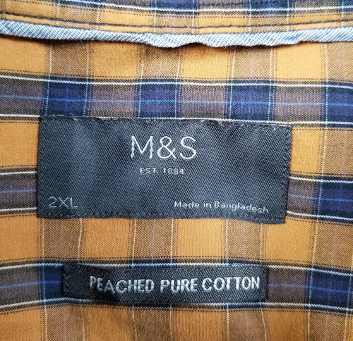 M&S Button Up Shirt Men’s 2XL XXL Multicolor Plaid Short Sleeves Pocket Cotton - Picture 4 of 9