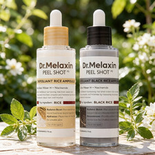 US Seller NEW Dr.Melaxin Peel Shot Glow White and Black Rice Ampoule Duo