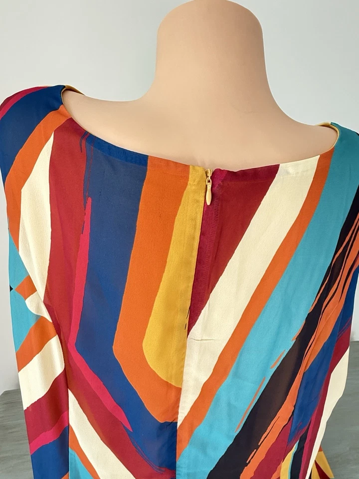 Ashro Layered Maxi Dress 22w 3x Multi Chiffon Jacket Duster Set Outfit Colorful - Image 4 of 4