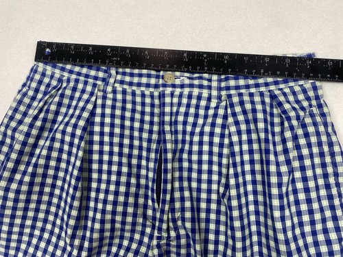VTG Polo Ralph Lauren Shorts Men's 31 Blue Plaid Pleated Preppy Tyler Beach - Picture 7 of 8