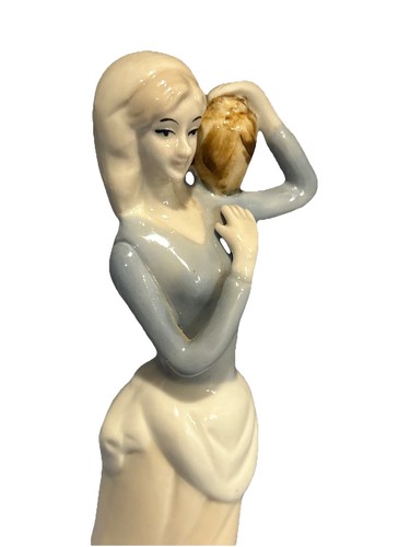Young Lady Holding Jug Figurine 8 Inch Vintage Porcelain Faded Stamp ? - Picture 2 of 10