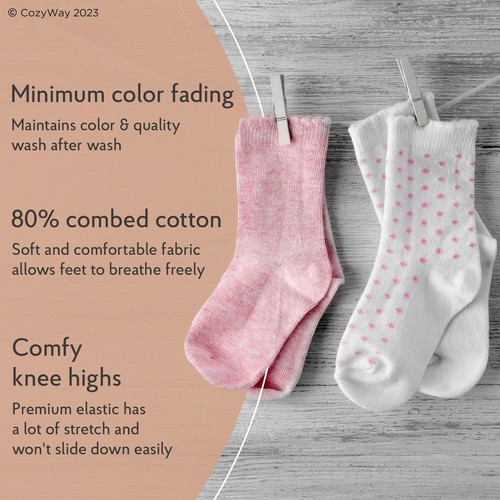 Toddler Knee High, Neutral Pastels, 5 pair, 1-3 Years Old - 第 2/6 張圖片