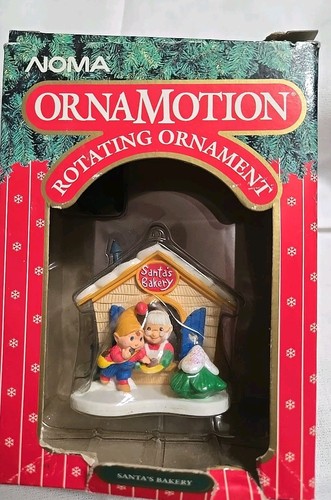 Vintage Noma Ornamotion Weihnachtsmann Bäckerei drehbarer Weihnachtsschmuck 1989 - Bild 3 von 10