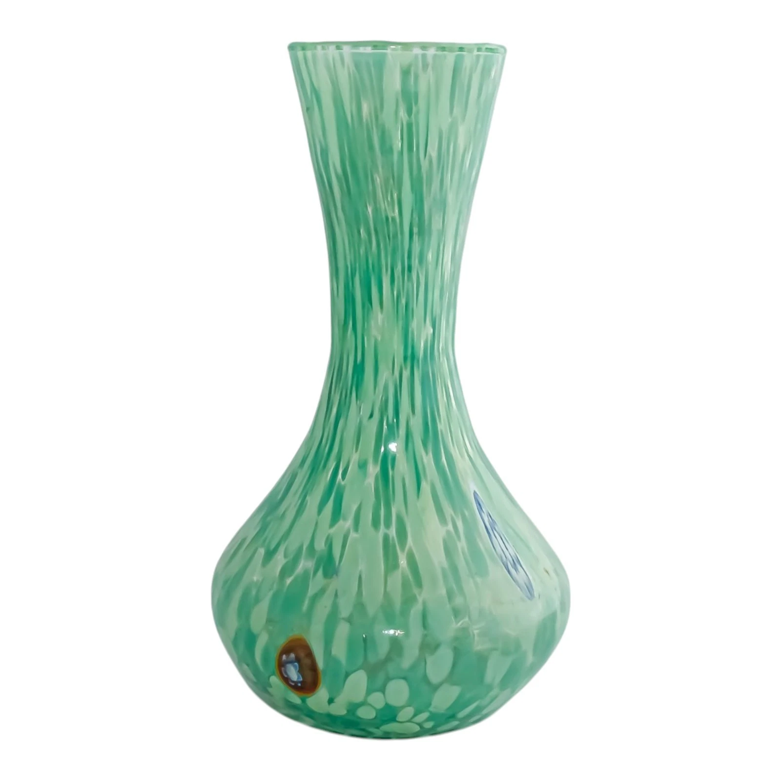 Handmade Millefiori Green Murano Glass Vase 19cm