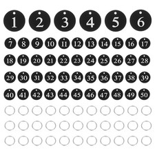 50PCS Number Tags 1-50, Number Key Tags Aluminum Numbered Tags, Black